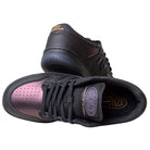 The 480 BFK Bronze 56K New Balance Numeric Skateboarding Shoes feature a suede black iridescent upper, bronze detailing, gold New Balance branding on the tongue and heel, and durable construction for lasting style.