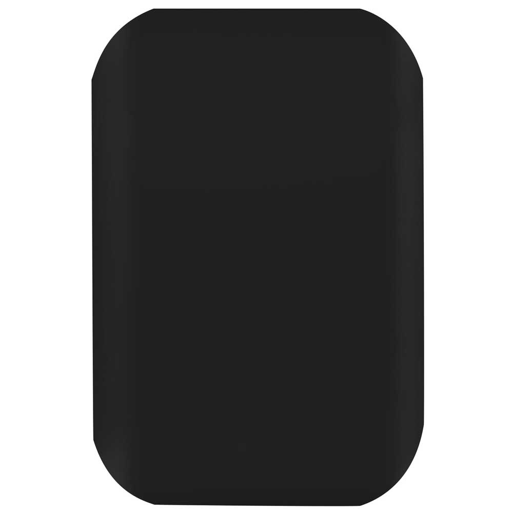 Centered on a white background, the 56mm Double Duro Black Gum Chubbies 99a 95a OJ Wheels display a sleek, solid black rectangular form with smooth, rounded corners, embodying minimalist elegance with their featureless surface.