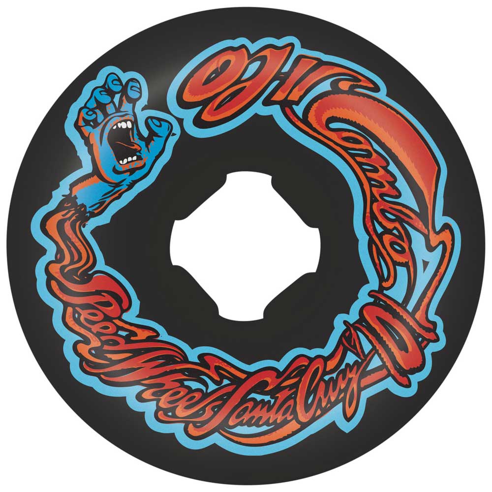 The 56mm Screaming Hand Original Black Chubbies 101a OJ Wheel features a blue screaming hand graphic and bold red “OJ II Combo, Speed Wheels Santa Cruz” text encircling the center hole.