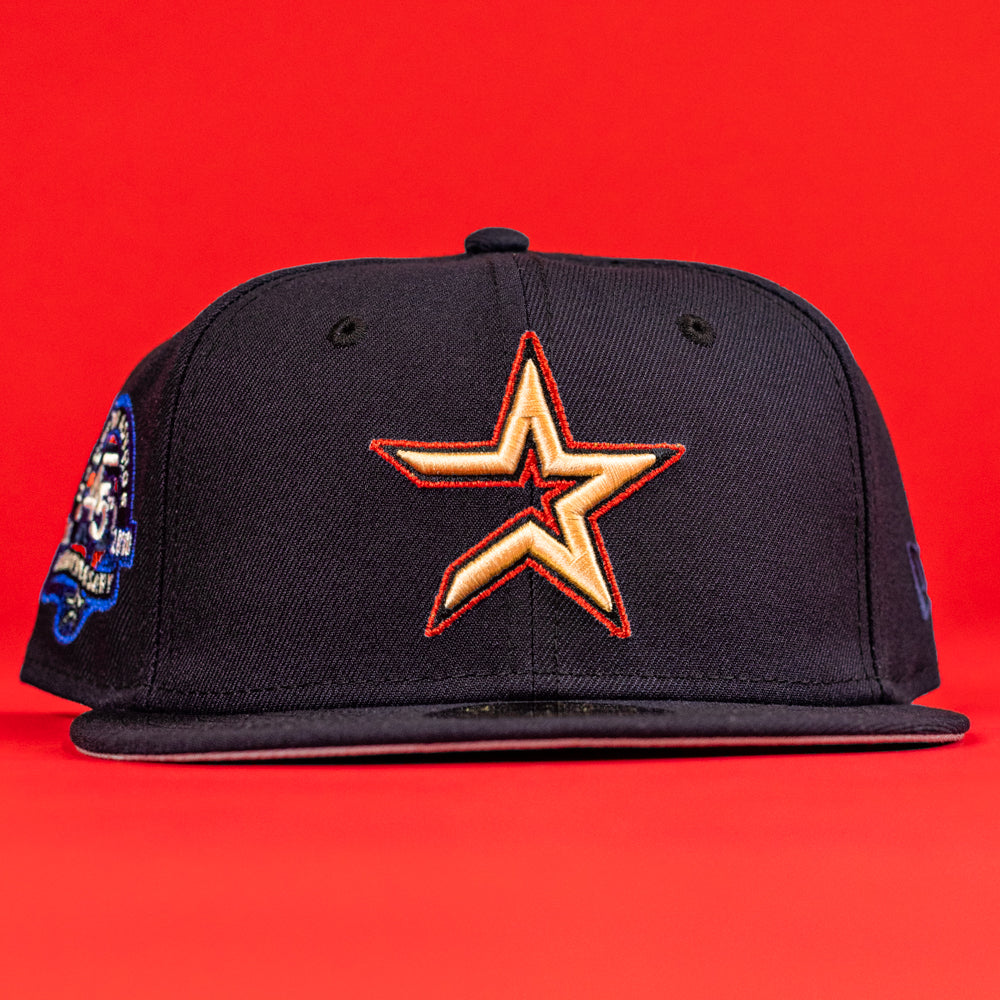 The 6am in Texas Navy Red White New Era Hat 5950 Fitted features a bold star emblem on the front and a colorful side patch, making this striking fitted cap stand out.