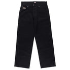 The Black Duck Pant Thrasher Magazine x Dickies Skateboarding A88OP BLK features a relaxed, straight-leg carpenter style with front and back pockets, belt loops, a logo patch above the right pocket, and durable workwear construction.