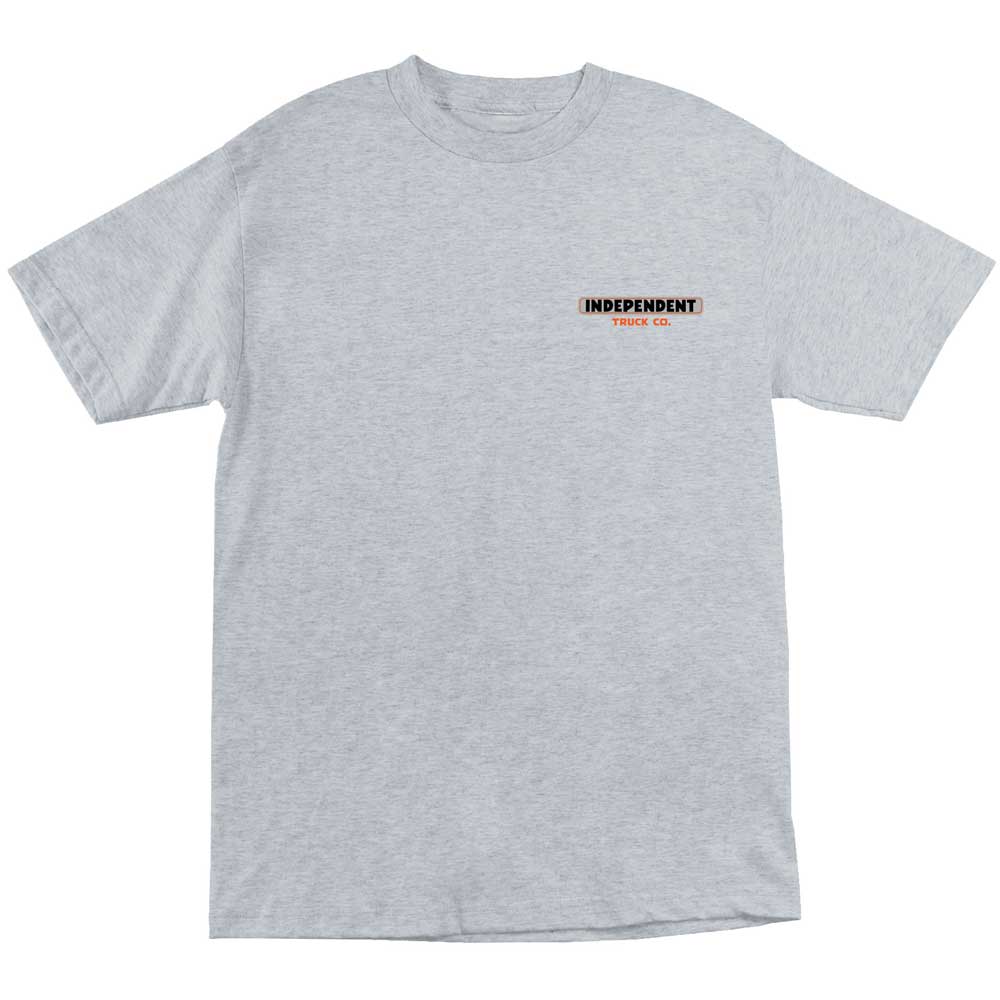 The Built To Grind Hard Head Heavyweight T-Shirt in Sport Grey is a men’s regular fit tee with a small black and orange INDEPENDENT logo on the upper left chest—perfect as a classic cotton skateboarding shirt for Independent fans.