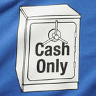 The Cash Safe Tee Royal Blue Cash Only features a black and white safe illustration with "Cash Only" in bold on the front, set against a blue background—a standout addition to any collection.