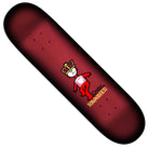 The Cromer Mad King 8.06x31.7 Krooked Skateboard Deck is dark red and features the crowned Mad King bear in a red outfit with a white heart, plus “Chrome KROOKED” in yellow at the bottom.