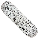 The Decal Hell Paradise Deck 8.25x31.9 Skateboard is a wood deck made in Mexico, with a white background covered in black doodles, cartoons, symbols, and scattered phrases.
