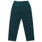 Eyes Green Overdye Denim Krooked Pant shown from the back, featuring two back welt pockets, belt loops, and straight legs. The pants are laid flat on a white background.