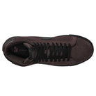 Top view of the FD0731-201 Baroque Brown Black Blazer Mid Nike SB suede skateboarding shoe with black laces, black Swoosh, and visible Nike SB Zoom Air branding on the insole for responsive cushioning.