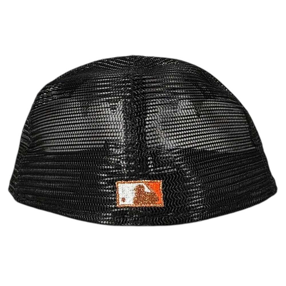 The Fleck Black True Houston Astros New Era Hat 5950 Fitted 5950 Day features a black mesh back with a small MLB logo patch, offering style and comfort for Astros fans.