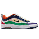 The HV1670600 Nike SB Air Max Ishod skate shoes feature a University Red, Black, Amarillo, and Navy colorway in suede and leather with visible Max Air cushioning, translucent side panel, and a black Nike Swoosh logo.