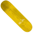 The Cody Intermodal 8.5x32 Anti Hero Skateboard Deck features a yellow wood finish, minimal Cody Intermodal pigeon graphic in white line art, and bold ANTI HERO text near one end on an otherwise blank deck.