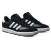 The JI 0846 Black White Gum Tyshawn 2 II Adidas Skateboarding Shoes feature leather suede uppers, three white stripes, gold TYSHAWN text, and brown rubber soles, shown on a white background.