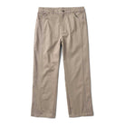 A pair of JM5832 Gray Clay Kader Sylla Pants by Adidas with a straight-leg fit, front pockets, belt loops, and button closure, laid flat on a white background.