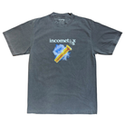 The Lightning Gold Bolt Tee Gray Income Taxes is made from premium USA cotton, featuring "income taxes" above a yellow screw and blue lightning graphic—ideal for a streetwear look or the Houston skateboarding scene.