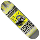 The Makalassi Grant 8.5x31.7 Basalt Construction DBX Anti Hero Skateboard Deck features a yellow and black house-on-wheels graphic, “Maka Lassi” text, geometric patterns, and a lightweight basalt build for superior skateboarding performance.
