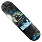 The Mark Gonzales Brothers of Light Guest Cliche Deck 7.9x31.25 features a black background, white outlined graphics, a framed black-and-white photo, blue and yellow accents, and collectible "GONZ" and "FOR CLICHÉ" details.