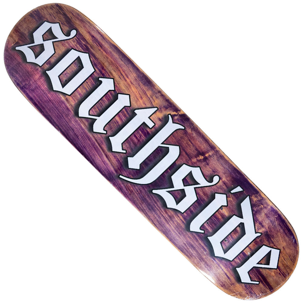 Crafted from sturdy 7-ply maple with your choice of stained wood-grain veneer, the OE STANDARD Shape Old English Southside Skatepark Deck features bold, white Old English-style “Southside” lettering across the deck—making it an ideal pick for Houston skateboarding enthusiasts who appreciate timeless style and reliable durability.