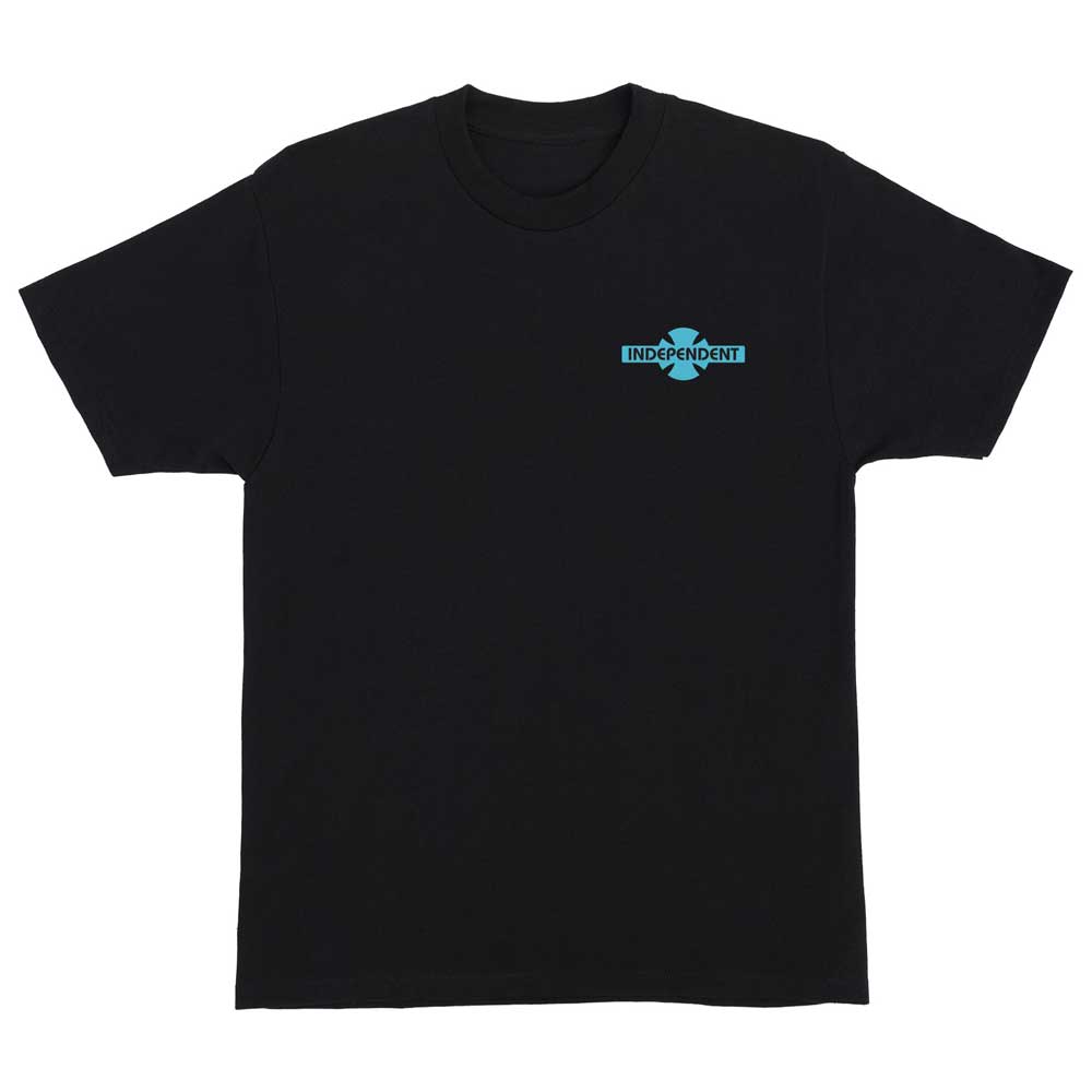 The OGBC Legacy Heavyweight T-Shirt in Black/Blue features a small blue "INDEPENDENT" cross graphic on the left chest—classic skateboarding apparel from Independent Trucks for men.