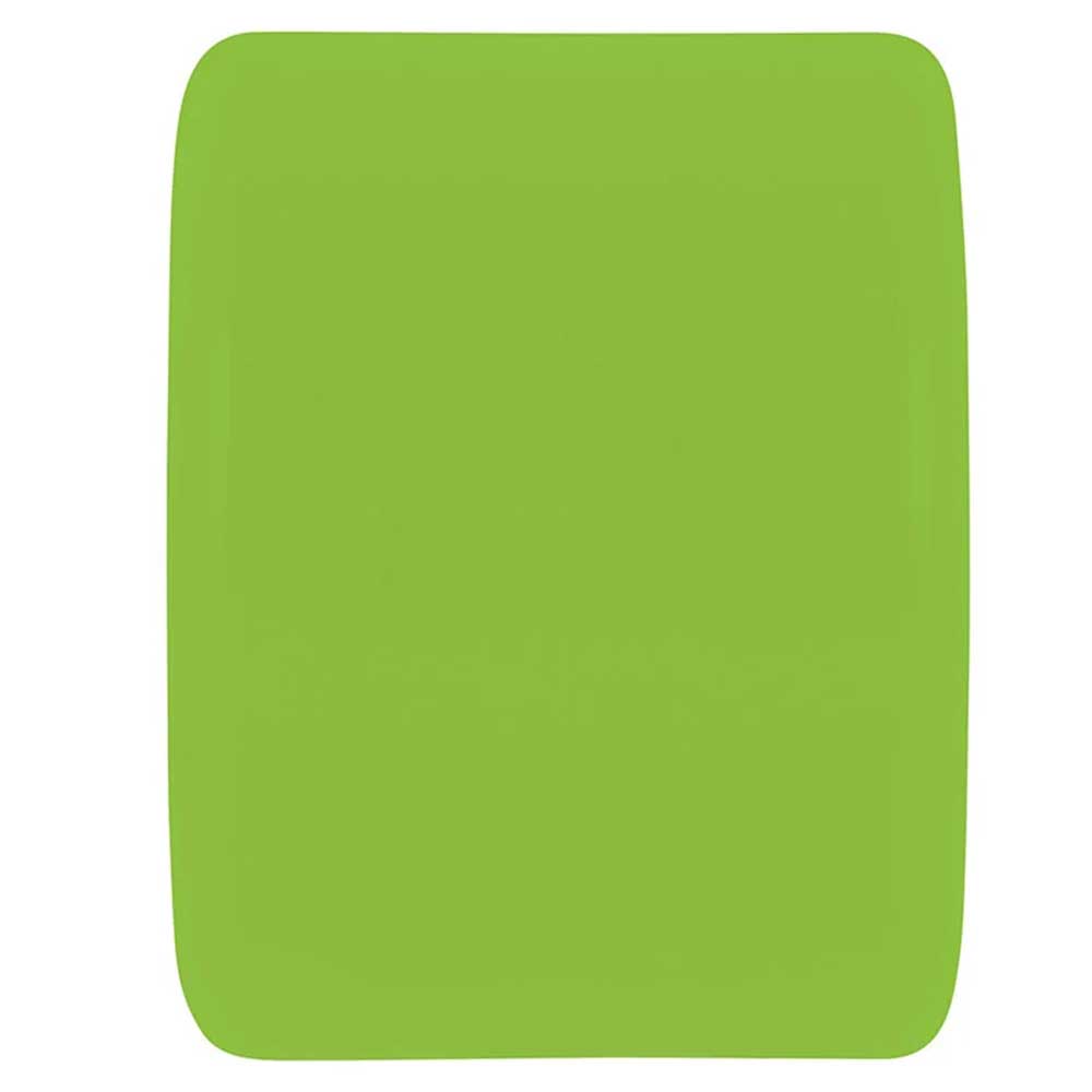 A plain, rectangular, bright green cutting board with rounded corners is shown on a white background—its bold shade reminiscent of the vibrant green found on OJ Wheels Super Juice 60mm78A skateboard wheels.