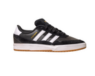 The JI 0846 Black White Gum Tyshawn 2 II Adidas Skateboarding Shoe features black and white premium leather suede, white stripes, gold Tyshawn II text, a white midsole, and light brown gum outsole, shown on a white background.