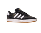 The JI 0846 Black White Gum Tyshawn 2 II Adidas Skateboarding Leather Suede Shoe features black and white colors, white stripes, gold “PSHANAWN” text, black laces, and a light brown gum sole, shown on a white background.