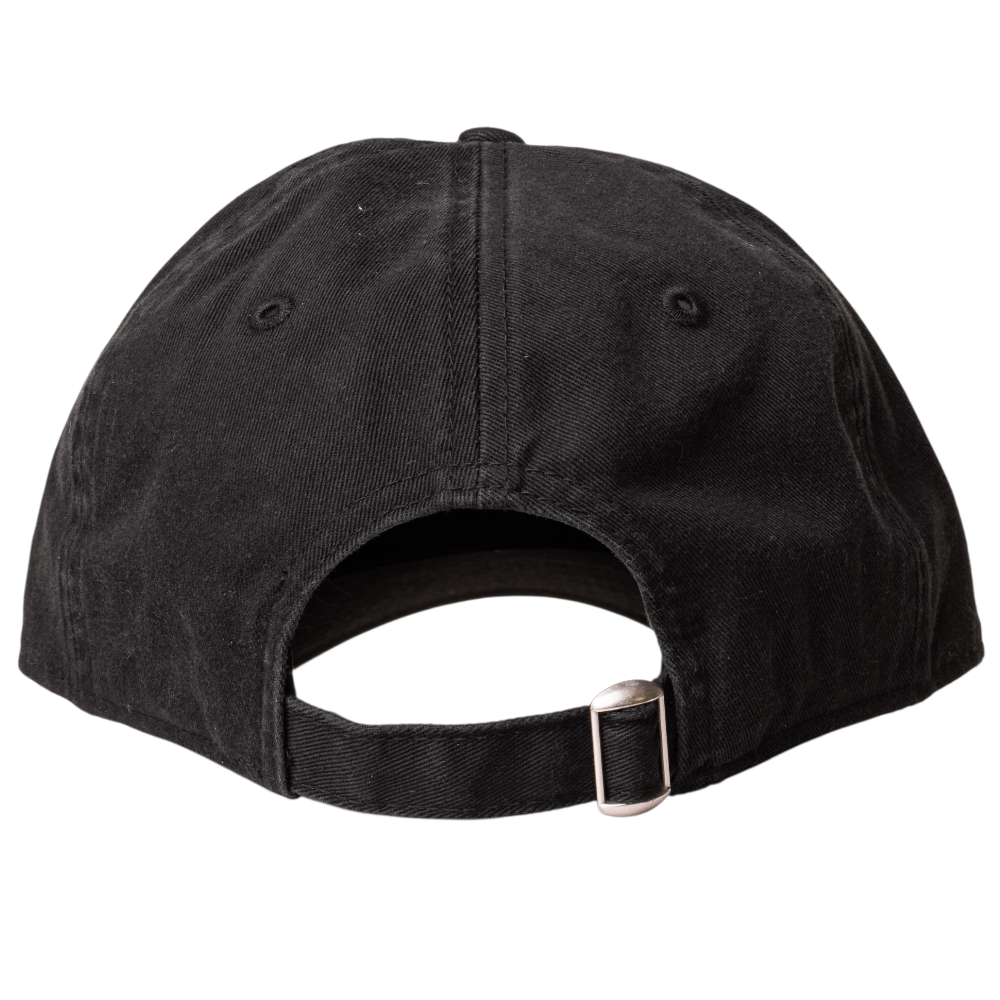 The Southside Pewter Script Strapback 920 Hat by New Era is shown from the back, highlighting its adjustable strap with a metal buckle.