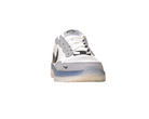 The FV8493004 Grey White PS8 Nike SB Leather Knit Shoes feature white and gray tones with black accents, a semi-translucent blue-tinted sole, and responsive Air Zoom cushioning, shown front-facing on a plain white background.