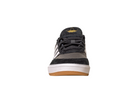 The JI 0846 Black White Gum Tyshawn 2 Adidas Skateboarding Shoes feature leather and suede in black, grey, and white with signature white stripes and a gum sole, shown from the front on a plain white background.