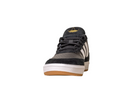 The JI 0846 Black White Gum Tyshawn 2 II Adidas Skateboarding Shoes feature black and gray leather and suede, white stripes, black laces, and a brown sole, shown from the front on a white background.