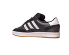 The JI 0846 Black White Gum Tyshawn 2 II Adidas Skateboarding Shoes feature black premium leather suede with three white stripes, a white heel and midsole, plus a light brown gum sole, displayed against a plain white background.
