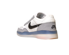 The FV8493004 Grey White PS8 Nike SB Leather Knit Shoes feature a black swoosh, mesh and suede details, Air Zoom cushioning, and a translucent sole, shown from a rear side angle on a white background.