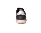 Rear view of the JI 0846 Black White Gum Tyshawn 2 Adidas Skateboarding Leather Suede Shoe, featuring black, white, and gray colors, a gum sole, and the Adidas logo on the heel.