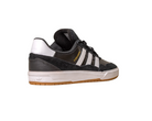 The JI 0846 Black White Gum Tyshawn 2 II Adidas Skateboarding Leather Suede Shoes feature gold “TYSHAWN” text, three white stripes, and a white and gum sole, shown on a white background.