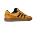 The JI0851 Mesa Black Gum Tyshawn 2 Adidas Leather Suede Skateboarding Shoe features tan and brown suede, black stripes, a gum rubber cupsole, and "TYSHAWN" in gold on the side, shown here against a plain white background.