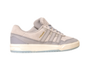 The JI0848 Granite White Tyshawn 2 Adidas Skateboarding Shoe features light gray suede and leather, gray stripes, a white sole, and gold TORSION text on the side, and is shown against a white background.