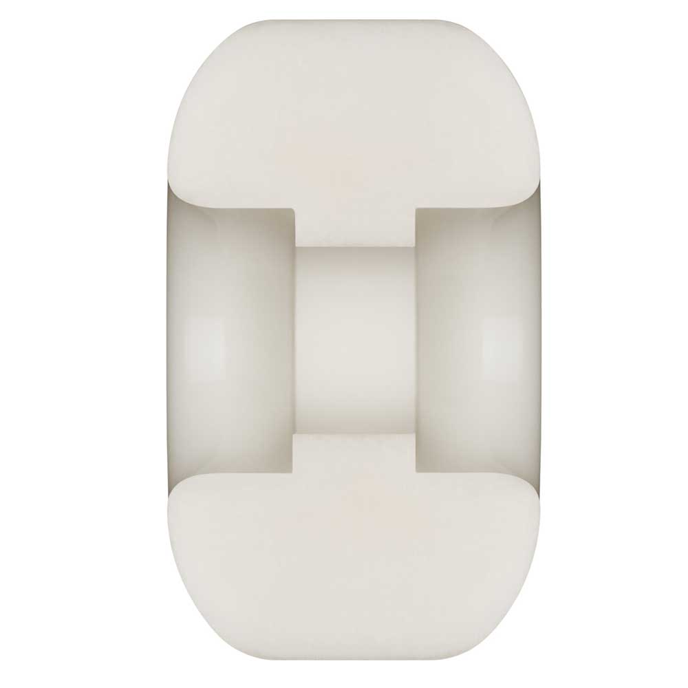 The Powell Peralta Dragons 95A V1 Symmetrical Shape skateboard wheel features a narrow ride patch, measures 52mm x 31mm in white with rounded edges and a central groove, ideal for skateboarding; shown on a plain white background.