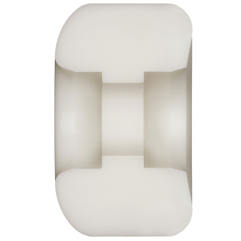 A white, cylindrical Powell Peralta Kelvin Hoefler Pro Nano Rats 97A AV1 51mm x 31mm skateboard wheel with a smooth surface and concave center is photographed against a plain white background.