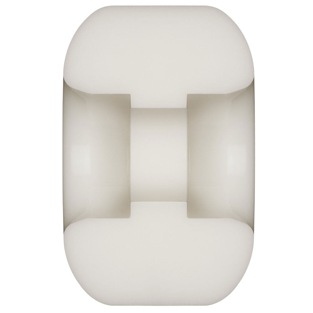 A white Powell Peralta Nano Rats 88A AV6 skateboard wheel (54mm x 34mm) is shown from the side on a plain white background, highlighting its smooth, rounded edges and central hole—ideal for riders seeking grip and slide.