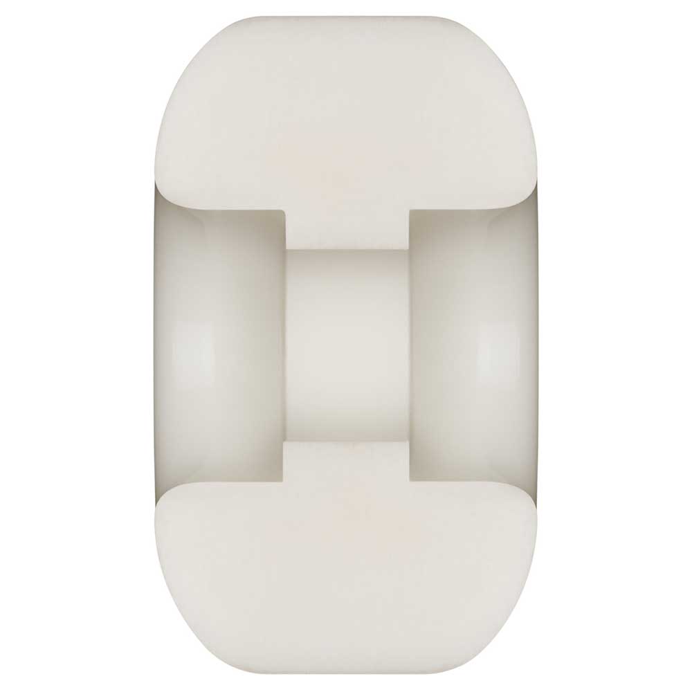 A white Powell Peralta Zach Doelling Pro Dragons 97A V1 symmetrical skateboard wheel (52mm x 31mm, narrow ride patch) with a center groove—ideal for street skating.