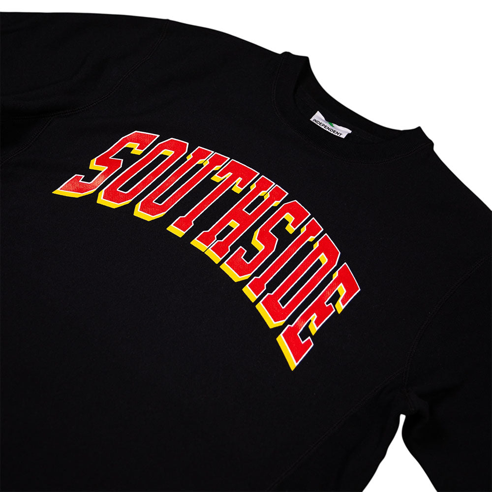 Southside The Dream Premium Heavyweight Crewneck Black, a vintage teamwear-style sweatshirt with SOUTHSIDE printed in large, arched red and yellow varsity-style letters across the chest.
