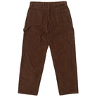 The Shmoo Carpenter Brown Corduroy Krooked Pant is shown from the back, featuring two large rear pockets and a side pocket on the right leg.