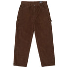 The Shmoo Carpenter Brown Corduroy Krooked Pant features belt loops, side pockets, and a relaxed fit, shown on a plain white background.