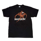 The Southside Tee Spider Black Orange Reflective is made from 100% USA cotton with a bold orange spider graphic and “southside” in white gothic letters on the front—perfect for streetwear style.