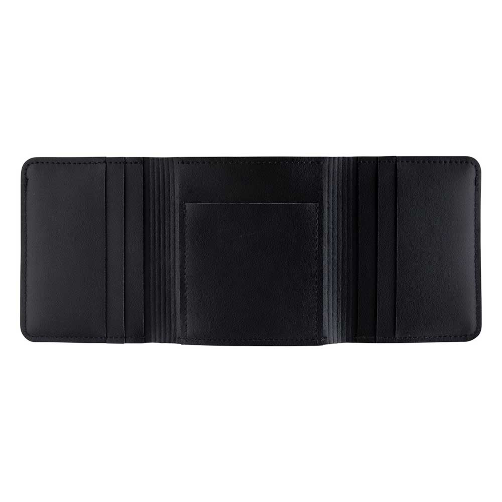 The Span Leather Wallet Black OS Unisex Independent is shown open on a white background, crafted in leather with multiple card slots and a central pocket.