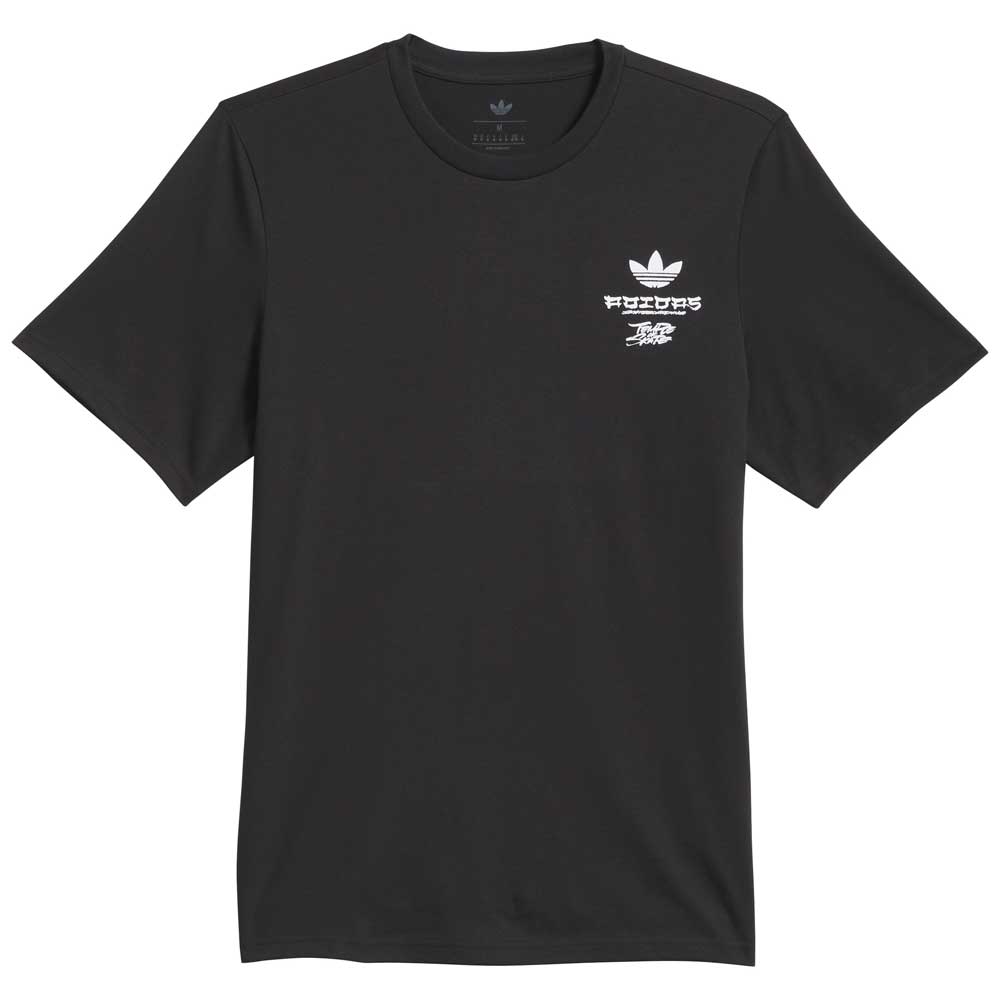 Introducing the TOS Crane Tee Black White (KS4336) by Adidas Skateboarding—a classic black short-sleeve t-shirt featuring subtle white graphics and text on the left chest, including the iconic Adidas trefoil logo, “Future Icons” lettering, and exclusive Temple of Skate branding that celebrates a unique adidas skate culture collaboration.