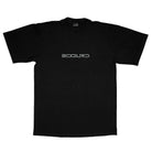 The Tech Script Tee Black EDGLRD is a heavyweight black cotton tee featuring "EXELERO" in a modern white font screenprinted at the chest, displayed flat on a white background.