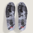 The VN000D9Z2N1 Atiba Oatmeal Suede Skate Wafflecup Half Cab Vans Shoes feature insoles with a black-and-white skateboarder photo and ATIBA, Vans, Pop Cush, and Skateboarding logos—ideal for skate shoes with Wafflecup support.
