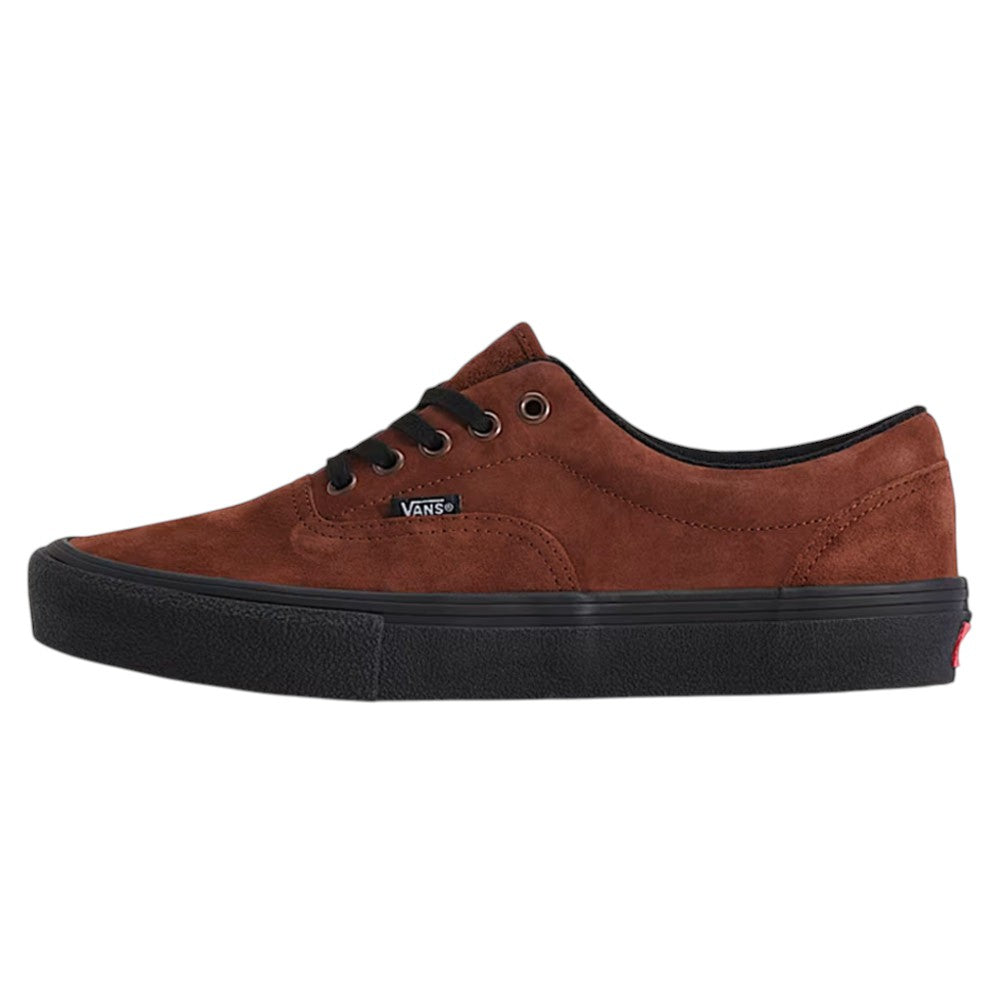 Vans Skate Era Black Rust VN000ECR8D3 Suede Rubber Skateboarding Shoes in a rust-colored suede low-top skate style with black laces, a thick black rubber sole, and PopCush footbeds.