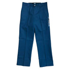 The WPSK67AF Airforce Blue Dickies Skateboarding Pant features a regular fit, straight-leg, belt loops, and button closure. Shown laid flat on a white background with a tag attached to the right side.