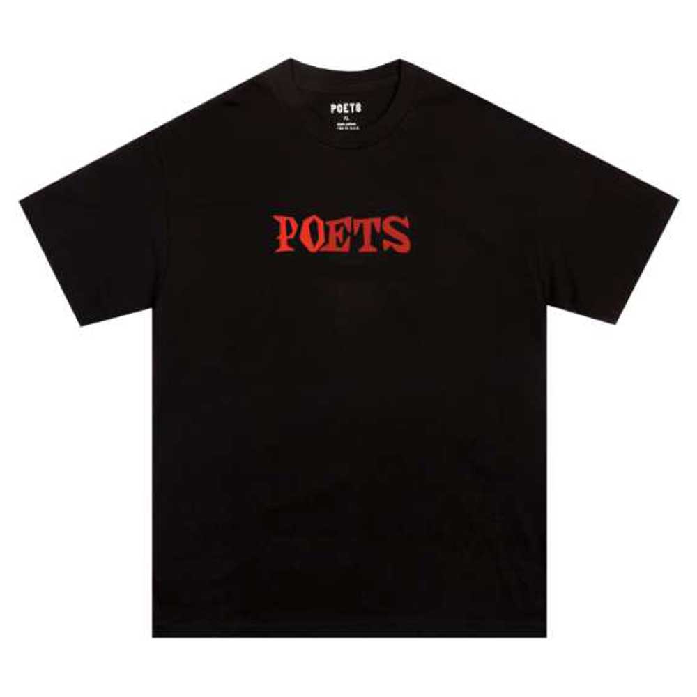 The WS D&G Black Tee Poets Black features "POETS" in bold red letters across the chest and the brand name on the inner collar label, making it a standout pick for fans.