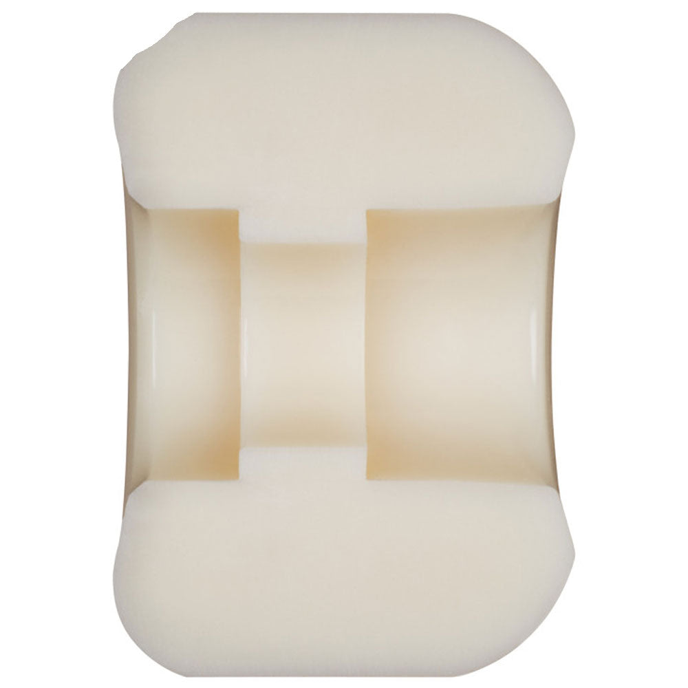 A close-up of a cylindrical, off-white Powell Peralta Wheels Nano Cubics 54mm93A (36.5mm wide) with grooved center and rounded edges, photographed against a plain white background.